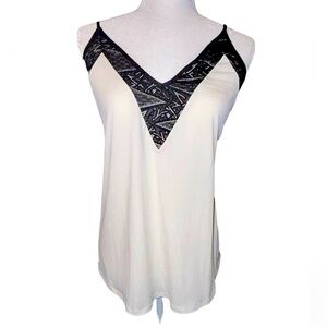 Express strappy blouse / black lace & white / large / EUC